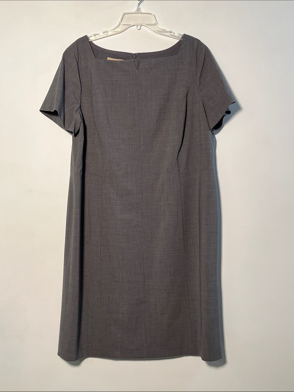 TALBOTS Career Travel Worship Luxe Wool Sht. SLV Grey Box Pleat Sheath Dress 16W - Picture 3 of 16